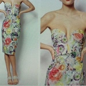 SOS Bright Floral Strapless Pencil Bodycon Dress